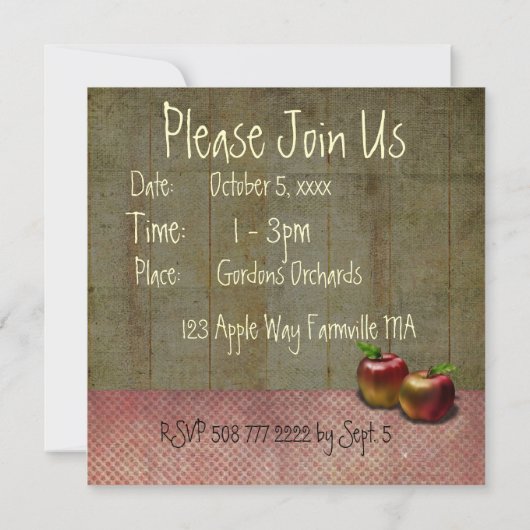 Apfelkuchen Einladung (Rückseite)