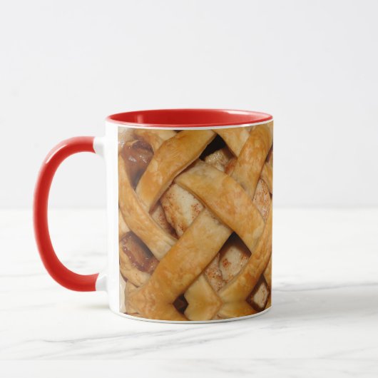 Apfelkuchen Gitterkruste roter brauner Nachtisch Tasse (Links)