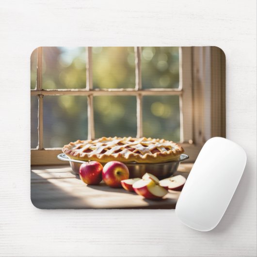 Apfelkuchen im Bauernhaus-Fenster Mousepad (Mit Mouse)