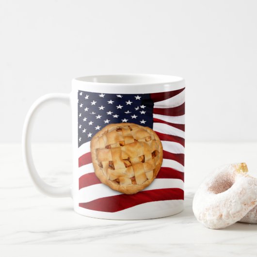 Apfelkuchen mit amerikanischer Flagge Kaffeetasse (Mit Donut)