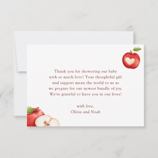Apfelkuchen mit Bläsernsack-Baby-Dusche Dankeskarte (Rückseite)