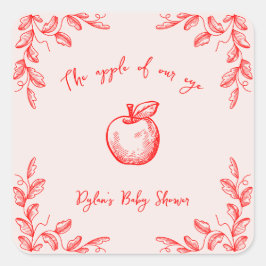 Apfelkuchen mit Handgezogener Fall Baby-Dusche Quadratischer Aufkleber