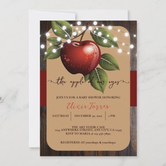 Apfelkuchen mit Rustikal Fall Baby Dusche Einladung (Vorderseite)
