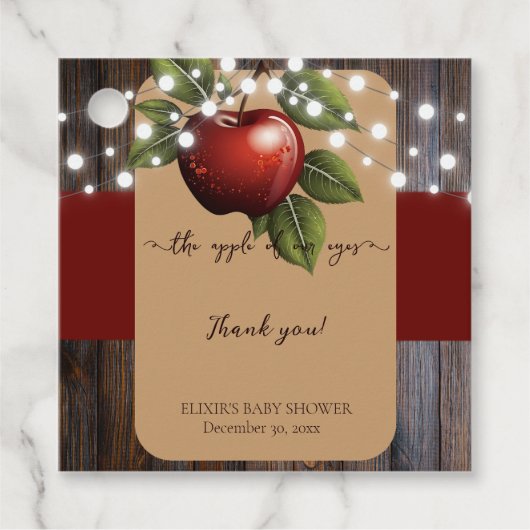 Apfelkuchen mit Rustikal Fall Baby Dusche Geschenkanhänger (Vorderseite)