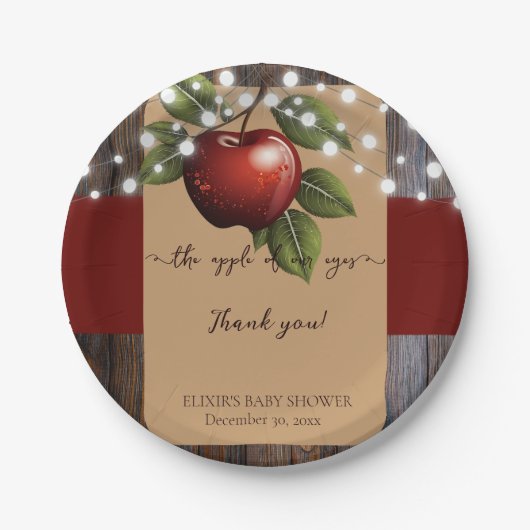 Apfelkuchen mit Rustikal Fall Baby Dusche Pappteller (Vorderseite)