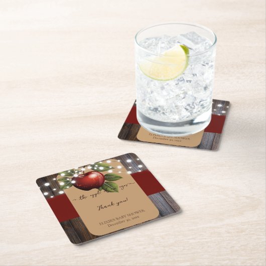 Apfelkuchen mit Rustikal Fall Baby Dusche Rechteckiger Pappuntersetzer (Vor Ort)