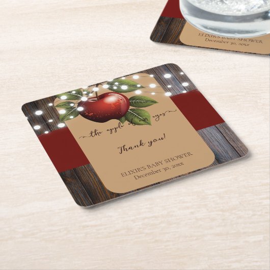 Apfelkuchen mit Rustikal Fall Baby Dusche Rechteckiger Pappuntersetzer (angewinkelt)