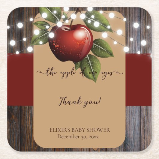 Apfelkuchen mit Rustikal Fall Baby Dusche Rechteckiger Pappuntersetzer (Vorderseite)