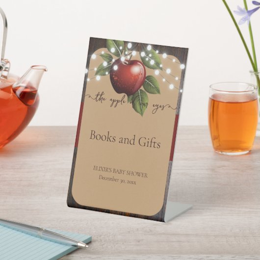 Apfelkuchen mit Rustikal Fall Baby Dusche Sockelschild (In SItu)