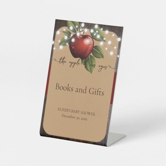 Apfelkuchen mit Rustikal Fall Baby Dusche Sockelschild (Vorderseite)