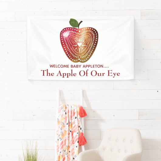 Apfelkuchen mit unserer Augapfel-Baby-Dusche Banner (Insitu)