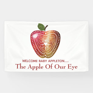Apfelkuchen mit unserer Augapfel-Baby-Dusche Banner