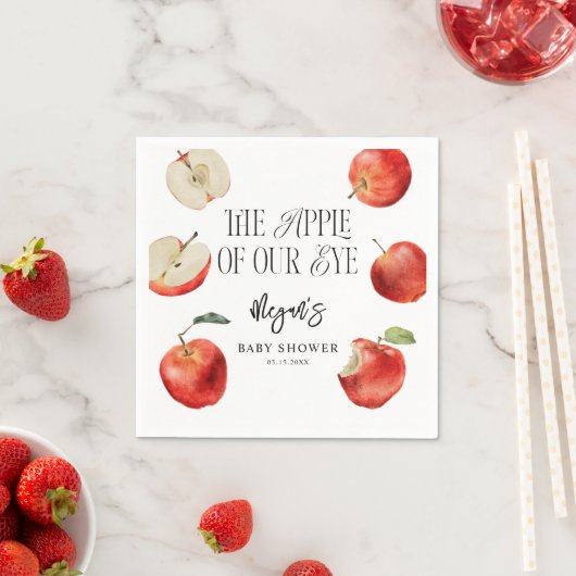 Apfelkuchen mit unserer Augapfel-Baby-Dusche Serviette (Beispiel)