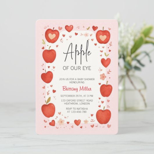 Apfelkuchen mit unserer Eye Fall Baby Dusche Einladung (Stehend Vorderseite)