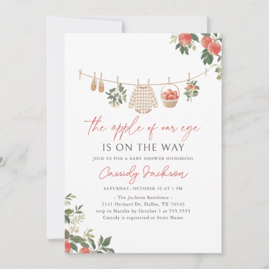 Apfelkuchen mit unserer Eye Fall Baby Dusche Einladung (Vorderseite)