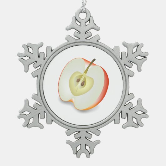 APFELLEBENSMITTEL SCHNEEFLOCKEN Zinn-Ornament (Vorderseite)