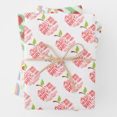 Apfellehrer helle bunt niedliche Wertschätzung Geschenkpapier Set (Beispiel)