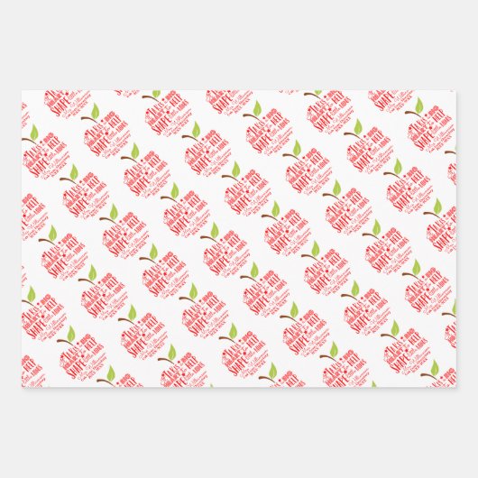 Apfellehrer helle bunt niedliche Wertschätzung Geschenkpapier Set (Vorderseite)
