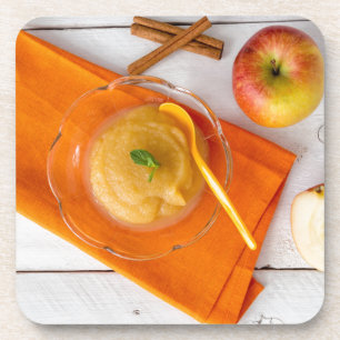 Apfelmus mit Zimt und Orangelöffel Getränkeuntersetzer