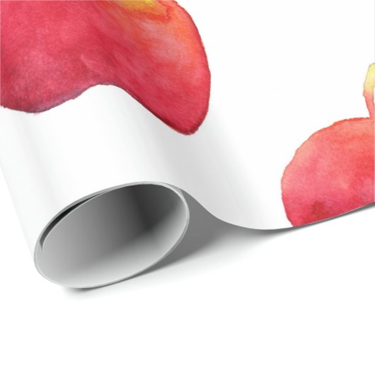 Apfelmuster für Red Watercolor Geschenkpapier (Rolleneckpunkt)
