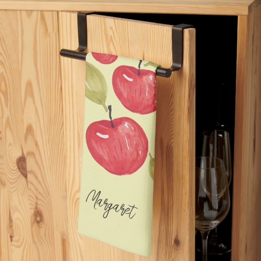 Apfelmuster Wasserfarbe Handlackiert Geschirrtuch (Drittel gefaltet)