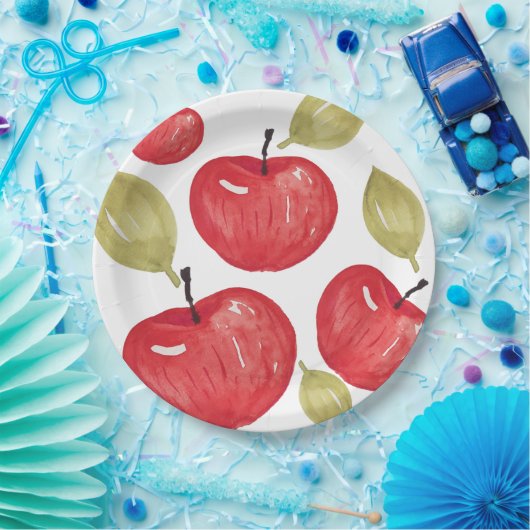 Apfelmuster Wasserfarbe Handlackiert Pappteller (Party)
