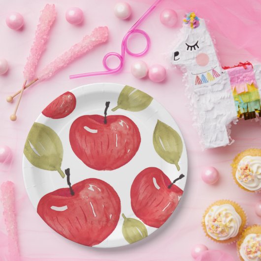Apfelmuster Wasserfarbe Handlackiert Pappteller (Party)