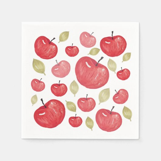 Apfelmuster Wasserfarbe Handlackiert Serviette (Vorderseite)
