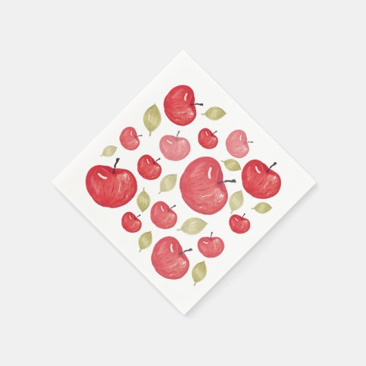 Apfelmuster Wasserfarbe Handlackiert Serviette (Ecke)