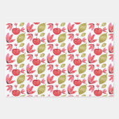 Apfelmuster Wasserfarbe Handlackierte Wrapping Pap Geschenkpapier Set (Vorderseite 2)