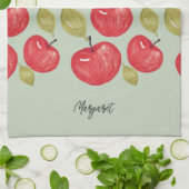 Apfelmuster Wasserfarben Handlackierte Monogramm Geschirrtuch (Gefaltet)