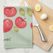 Apfelmuster Wasserfarben Handlackierte Monogramm Geschirrtuch (Viertel Falte)