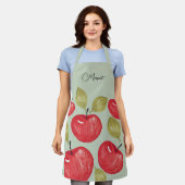 Apfelmuster Wasserfarben Handlackierte Papierbesch Schürze (Getragen)