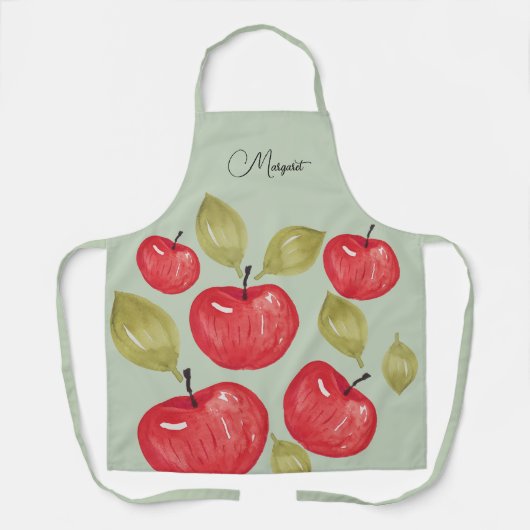 Apfelmuster Wasserfarben Handlackierte Papierbesch Schürze (Vorderseite)