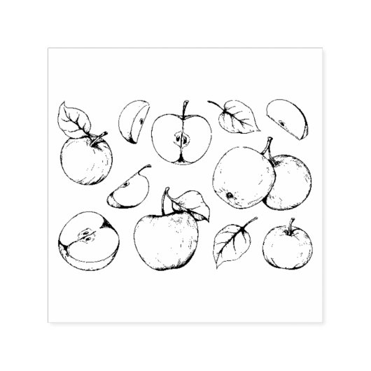 Apfelobst Foto handgezeichnet Permastempel (Design)