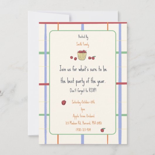 Apfelpflücker-Party Einladung (Rückseite)