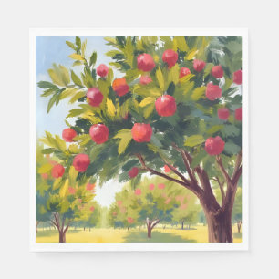 Apfelplantage Herbst Wasserfarben Kunst Serviette