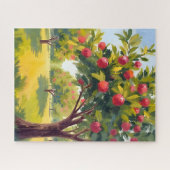 Apfelplantage Herbst Wasserfarben Puzzle (Horizontal)