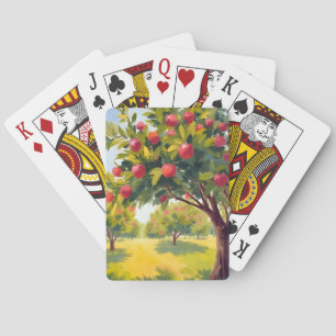 Apfelplantage Herbst Wasserfarben Spielkarten