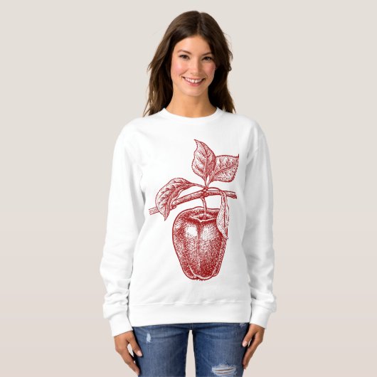 Apfelrot Retro Vintag zeichnend - Apfel Sweatshirt (Vorne ganz)