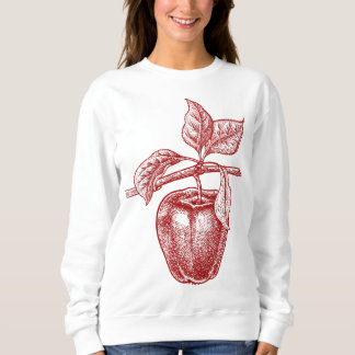Apfelrot Retro Vintag zeichnend - Apfel Sweatshirt