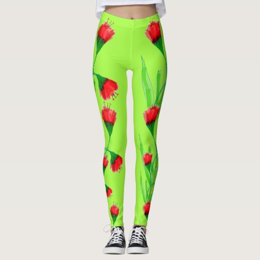 Apfelrot und Limon Leggings (Vorderseite)