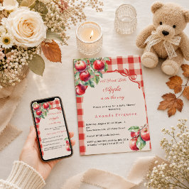 Apfelrotes Gingham-Mädchen Baby Shower Einladung