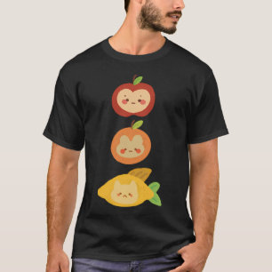 Apfels Orange Hase Zitrone Katze Fisch 3 Verbinden T-Shirt