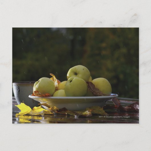 Äpfelschale und Blätter Postkarte (Vorderseite)