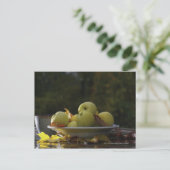 Äpfelschale und Blätter Postkarte (Stehend Vorderseite)