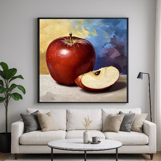 Apfelscheibe - Stillleben-Kunst im malerischen Sti Poster