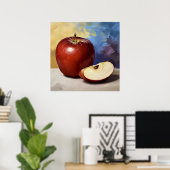 Apfelscheibe - Stillleben-Kunst im malerischen Sti Poster (Heimbüro)