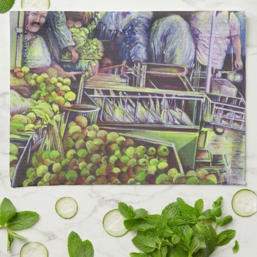 Apfelsinen erfordern Äpfel, Misloc Geschirrtuch (Gefaltet)