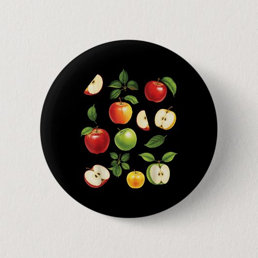 Apfelsorten Verschiedene Arten Apfelpflücker Ernte Button (Vorderseite)